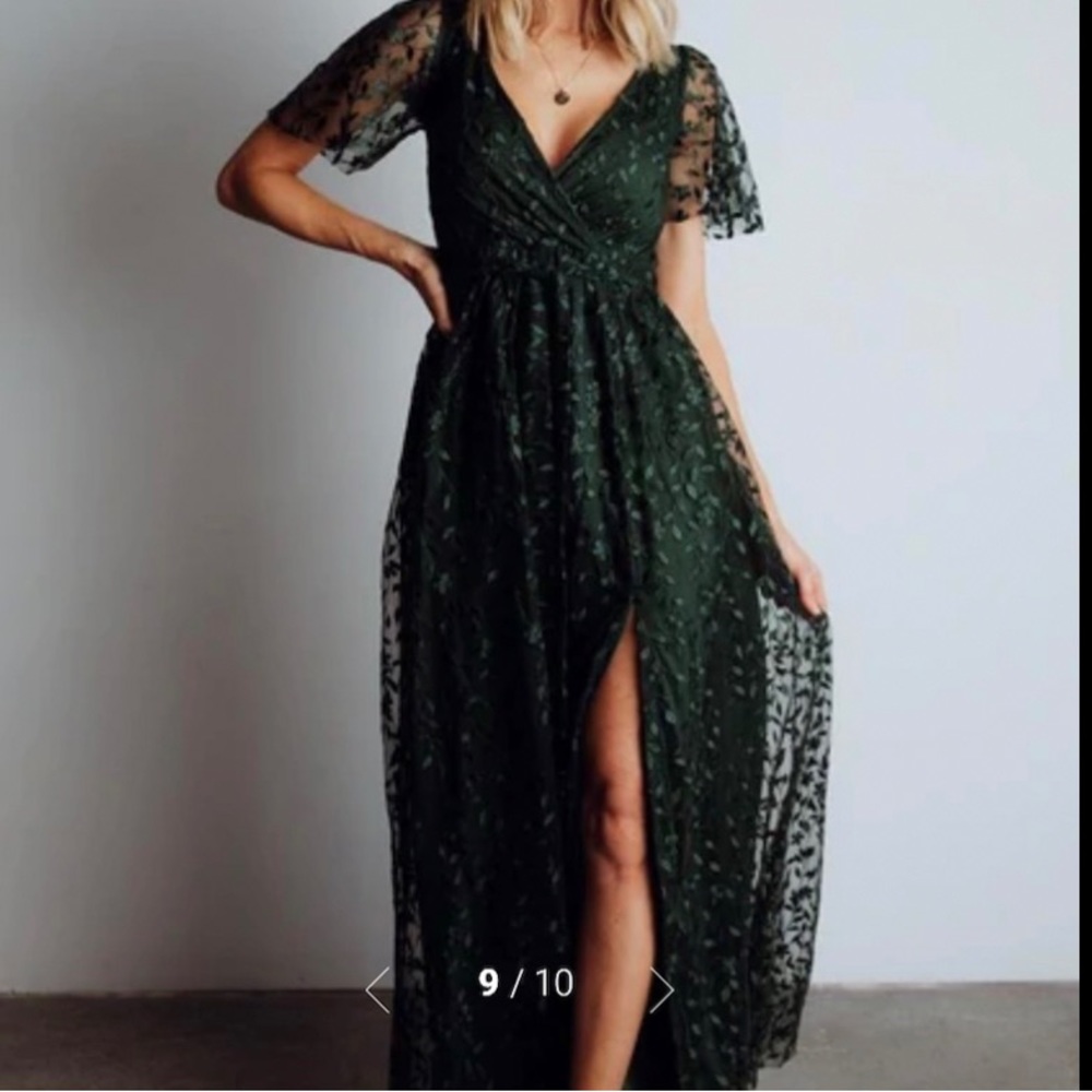 Baltic Born Marseille Embossed Maxi Dress forest green